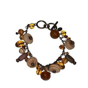 Carol Lee Wood Dangle Charm Women’s Costume Jewelry Bracelet